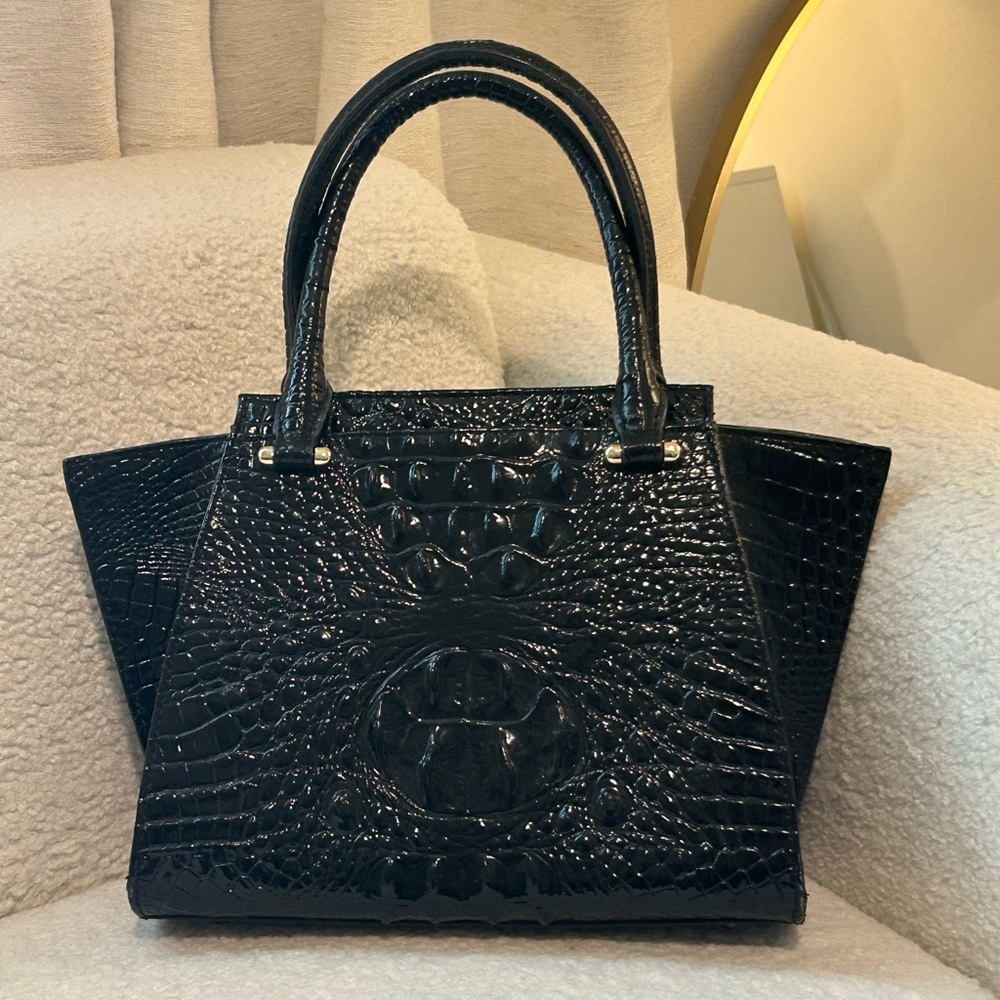 Brahmin Black Floral- mini Priscilla Satchel with Tassels - Picture 4 of 6